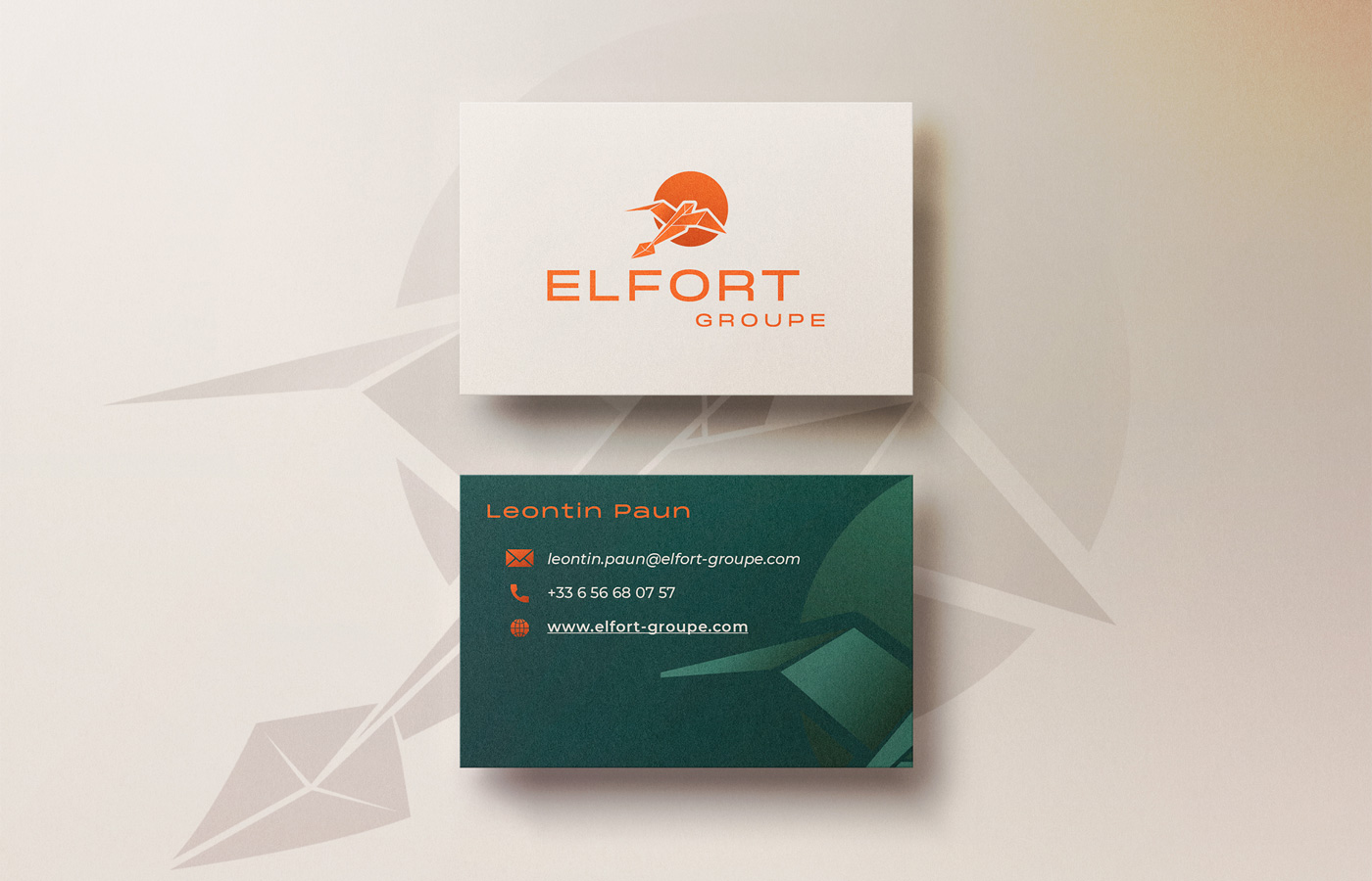 Cartes de visites beiges - Elfort Groupe