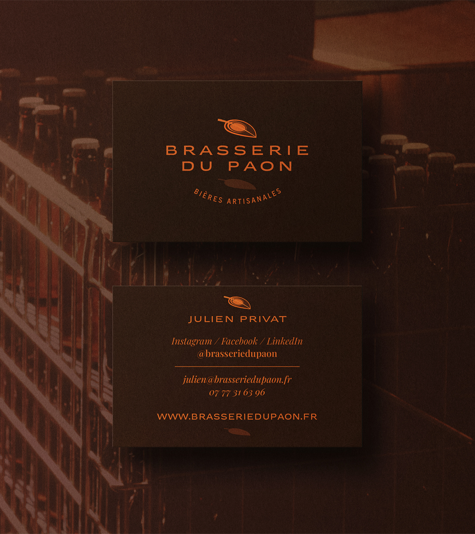Cartes de visites marrons - Brasserie du Paon
