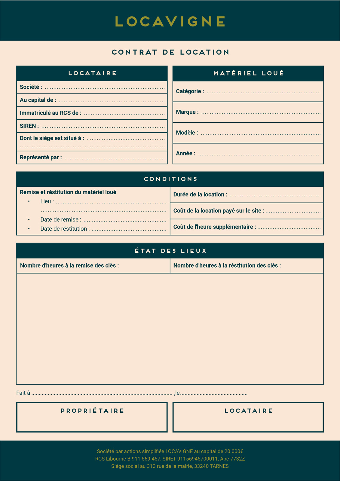 Contrat de location - Locavigne