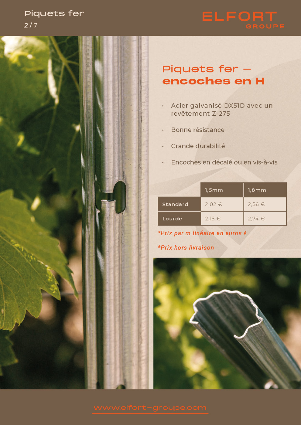 Piquets fer — encoches en H