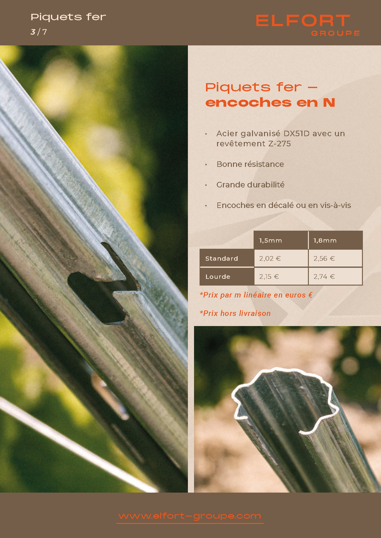 Piquets fer — encoches en H